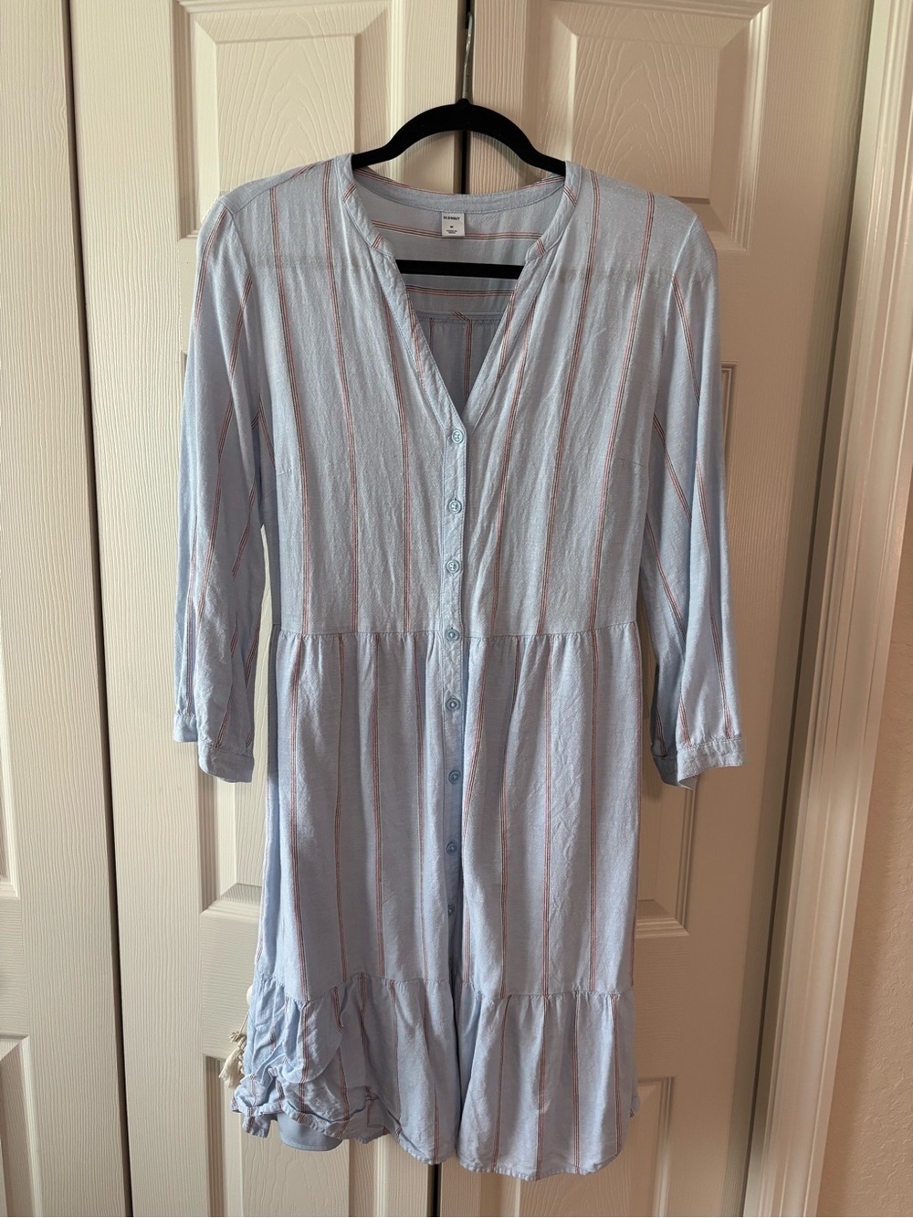 Old Navy Light Blue Striped Button-Front Women's Tunic Dress
